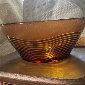 Vintage Duralex Amber Beehive Glass Bowl Serving Bowl MCM